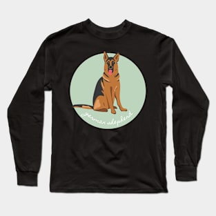 German Shepherd Dog Breed Cursive Graphic Long Sleeve T-Shirt